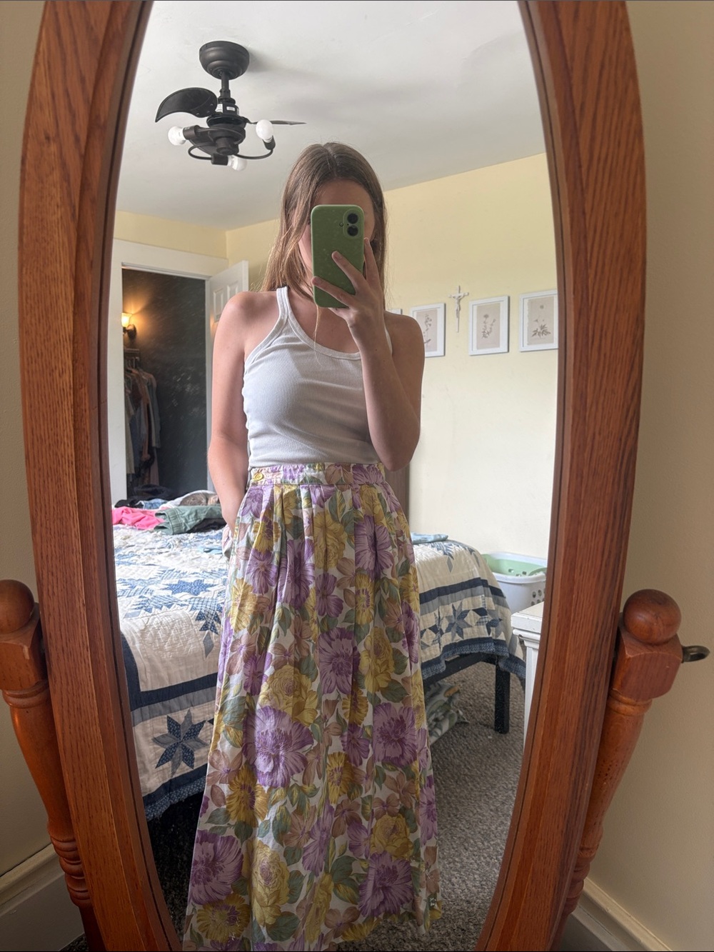 Floral Maxi Skirt in Purple and Yellow